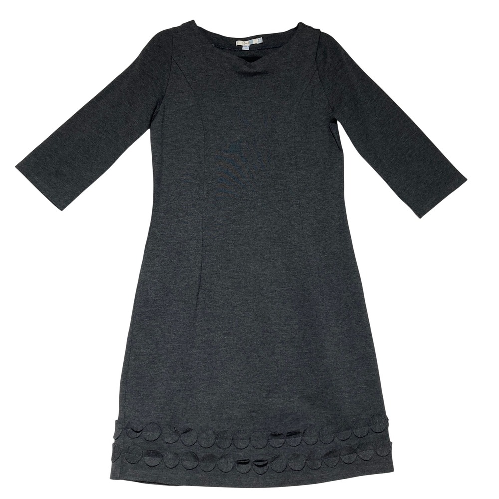 Boden Gray Scalloped Hem 3/4 Sleeve Shift Dress WH280 Womens‎ Size US 10L UK 14L
